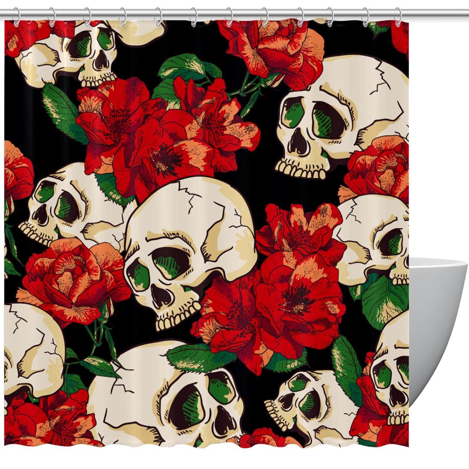 Rideau de douche Halloween à motif floral pour éliminer les éclaboussures