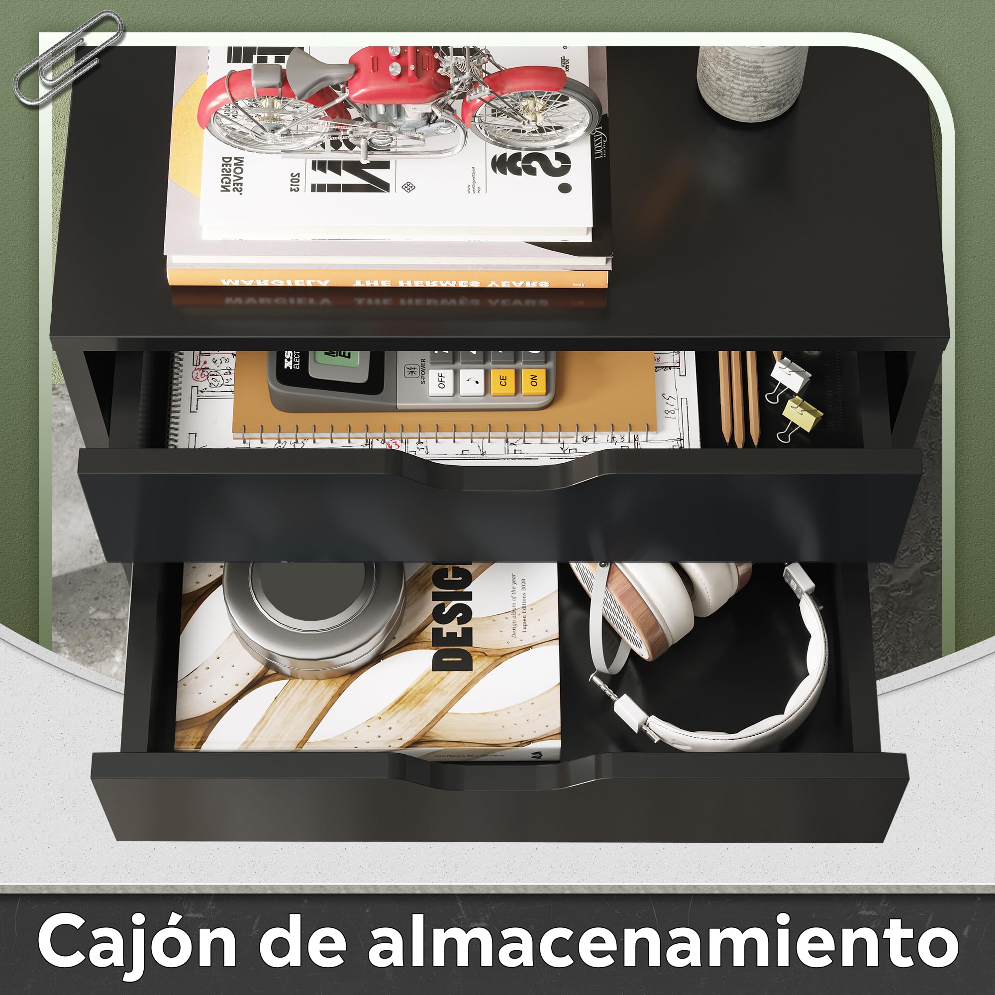 DEVAISE Archivador de 5 Cajones, Mueble Bajo Escritorio Sólido para Documentos A4/Legal/Carta,Negro