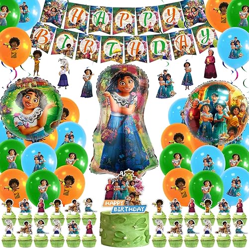 Miniatura 1 de El juego de suministros de decoración de fiesta de cumpleaños de dibujos animados incluye globos de figura de anime, espirales colgantes, pancarta