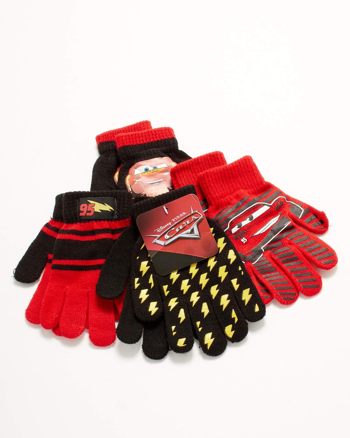 Disney Pixar Cars Lightning McQueen Boys 4-Pack Winter Gloves, Kids Acrylic Insulated Cold Weather Glove Set, Stretch Fit for Toddlers, Size 2-4 Years, Multicolor