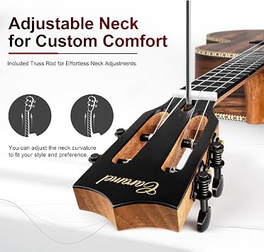 Caramel Ebony Wood Baritone Ukulele 30inch Wood LCD Color Display Electric Ukelele Kit Hawaiian Beginner Guitar Starter Pack Bundle Gig bag, Strap, Strings Set