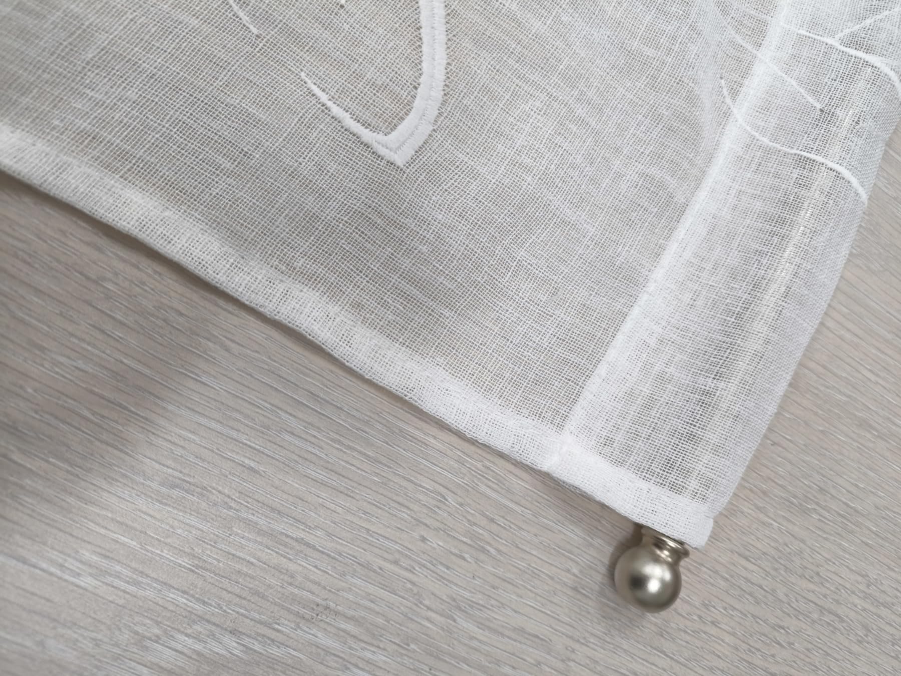 Visillos Efecto Lino Blanco Bordado para Ventana – Cocina, salón y Dormitorio – Anchos 45/70/90 cm – Altura Personalizable - Blanco 90x240 cm