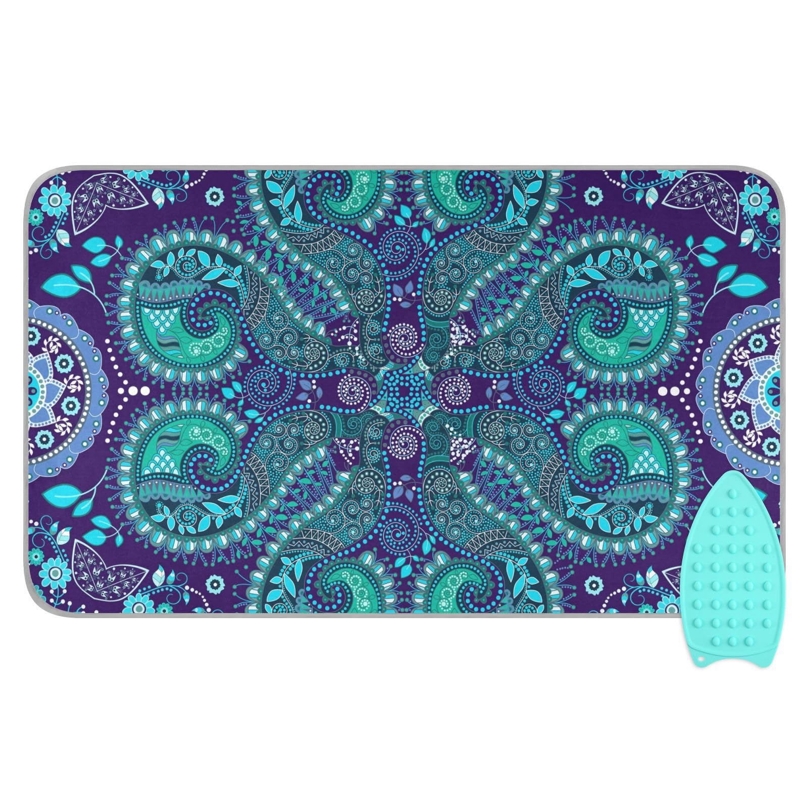 Ironing Mat &Pad Heat Resistant Pads Portable Travel Ironing Blanket Ironing Board Covers 27.6x47.2Inches Paisley Blue