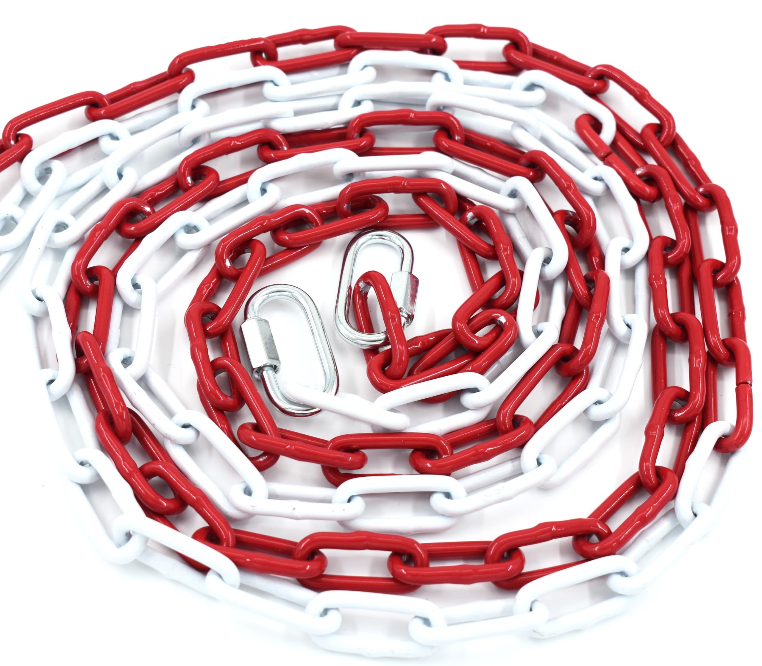 Catena di chiusura in metallo rosso, bianco, 10 metri, diametro 4 mm, con 2 chiusure a maglie