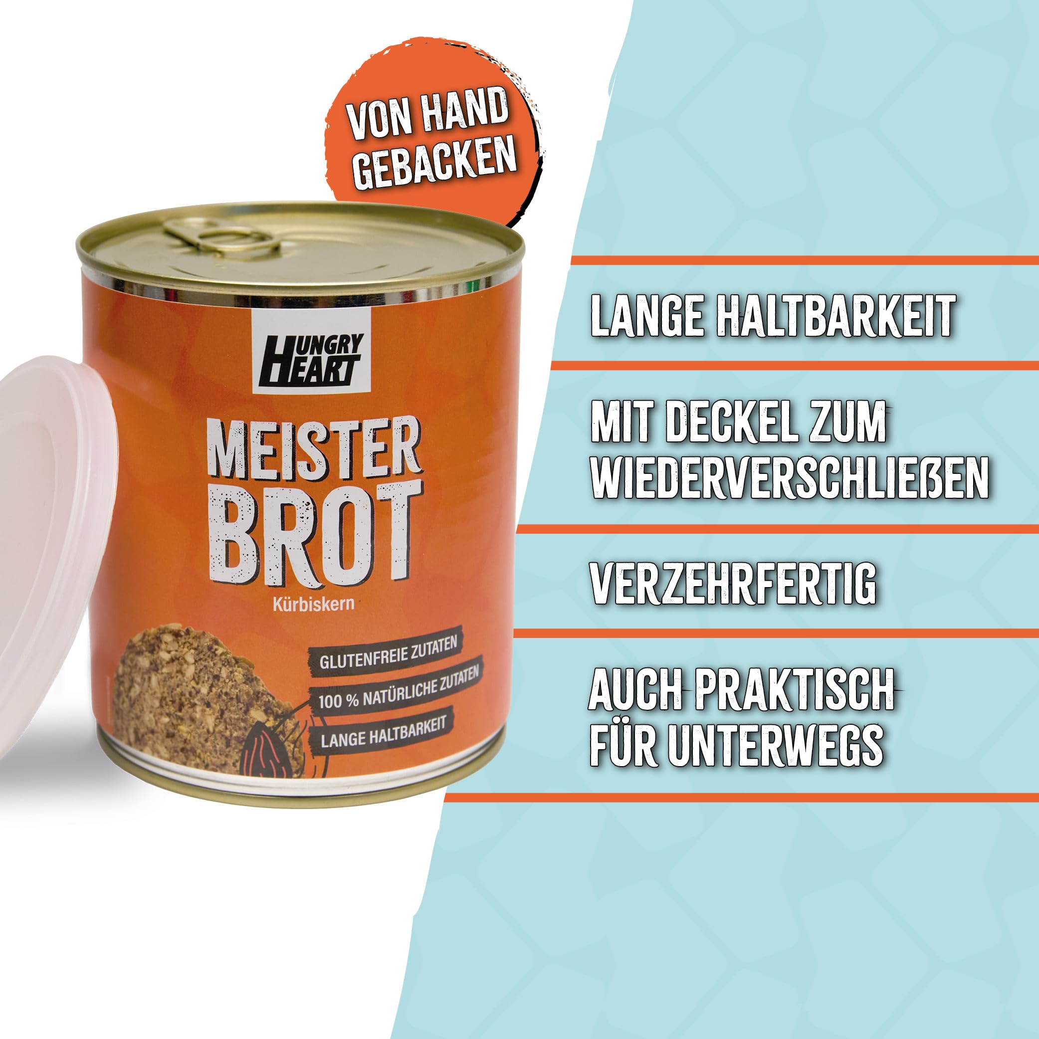 Notfall Hamster Kauf Brot Reserve - Frisches Kürbiskernbrot 1 x 480gr & Frisches Roggenbrot 1 x 300gr | Glutenfreies Toast Brot mit 100% Natürlichen Zutaten | 4 Jahre haltbar | Snack Dosenbrot