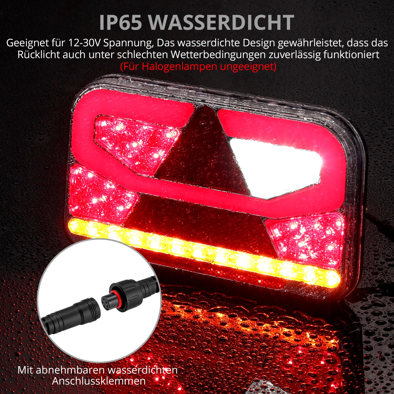 Justech Anhänger Rückleuchten 12V Universal Rückleuchten Set Anhänger Komplett Rücklicht 13 Polig Stecker Anhängerbeleuchtung mit 5m Kabel Rückfahrlicht mit E9 für Wohnwagen KFZ PKW | 13 Polig Anhängerbeleuchtung mit 5m Kabel Rückfahrlicht mit E9 für Wohn