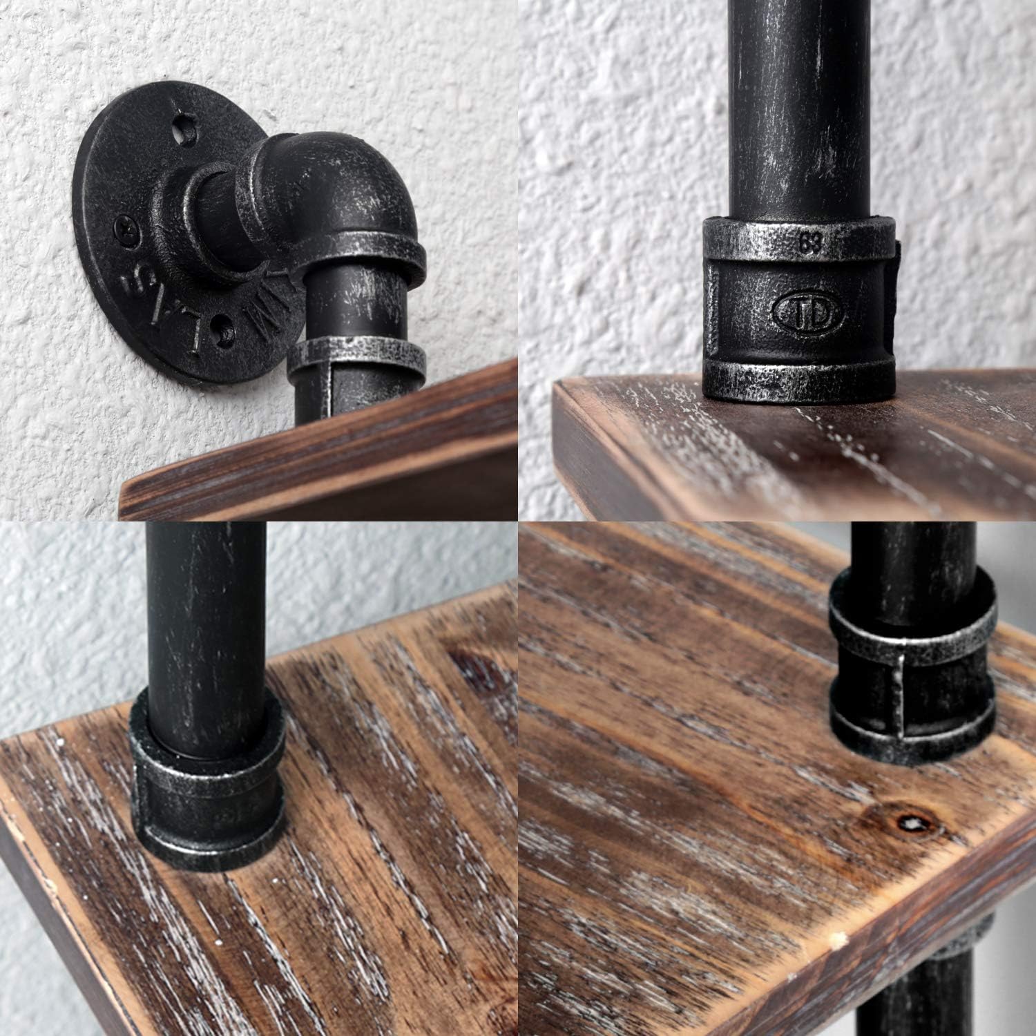 Bеѕt Rеvіеw Womio Industrial Pipe Shelf,Rustic Corner Shelves with Towel Bar,Bathroom Shelves Wall Mounted,2 Tiered Metal&Real Wood Home Decor Floating Shelves