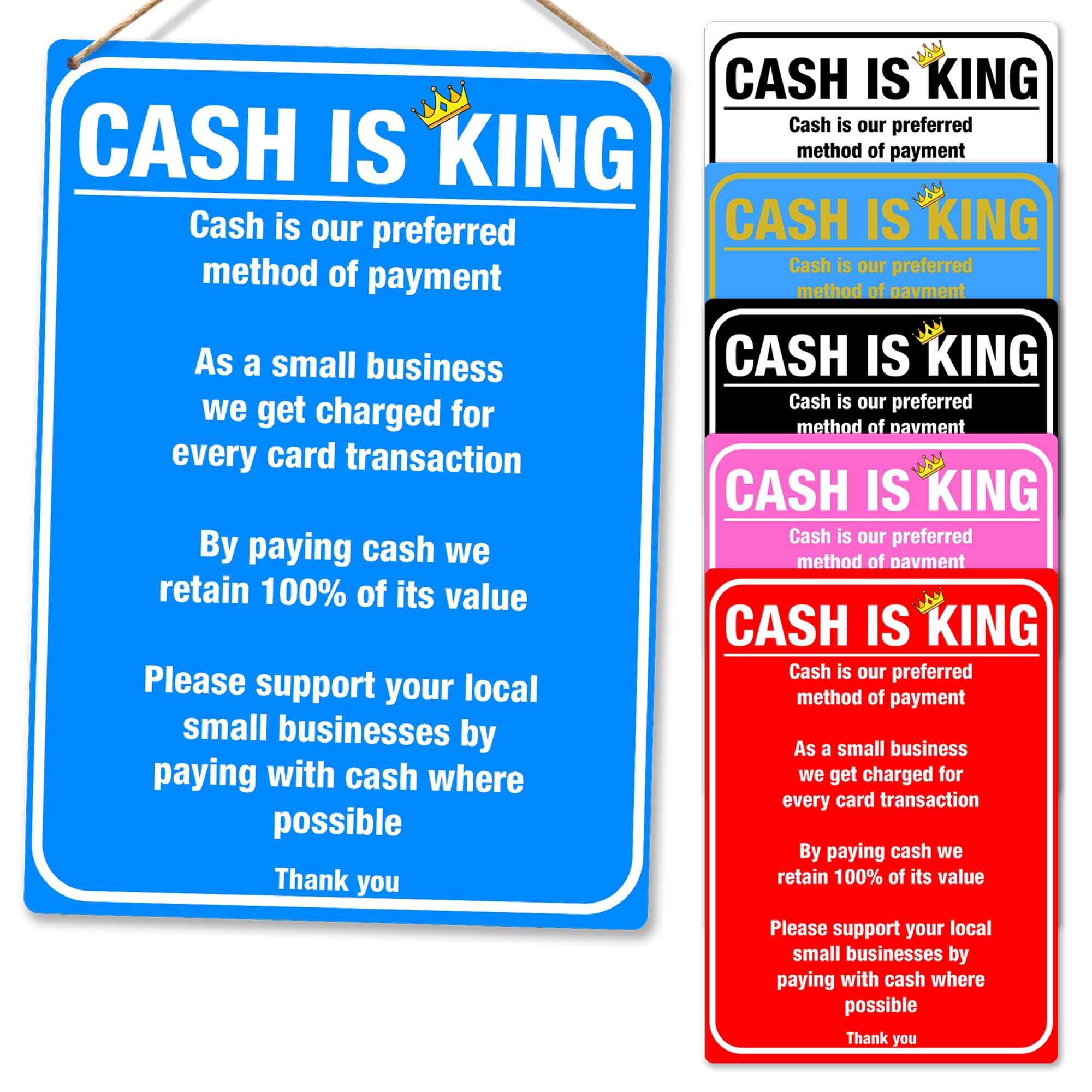 Metal Wall Sign - Cash Is King - Small Business | Printed Metal Plaque/Sign