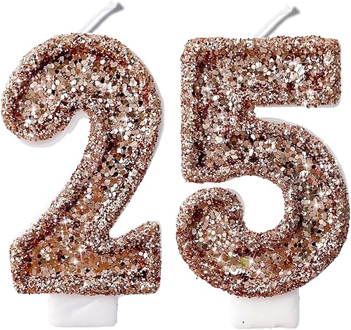 Miniatura 171 de Velas de números con purpurina de oro rosa de 2.8 pulgadas, muchos colores, regalos de cumpleaños de 22 años, velas de cumpleaños, velas de números