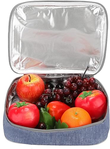Miniatura 5 de PATIKIL Bolsas de almuerzo aisladas de 9 x 6 x 3 pulgadas, bolsas portátiles para alimentos, bolsas Bento planas, reutilizable, térmica, para