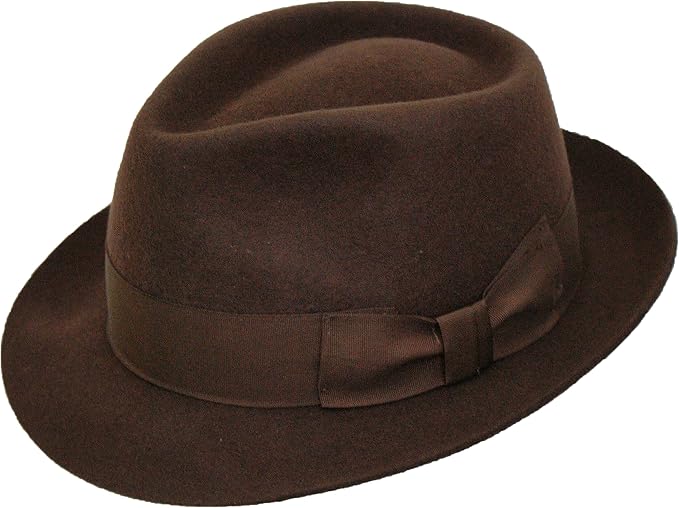 DH Gents 100% lana fatta a mano marrone Manhattan feltro Fedora Trilby  cappello con banda larga Marrone 7 1/2 : Amazon.it: Abbigliamento