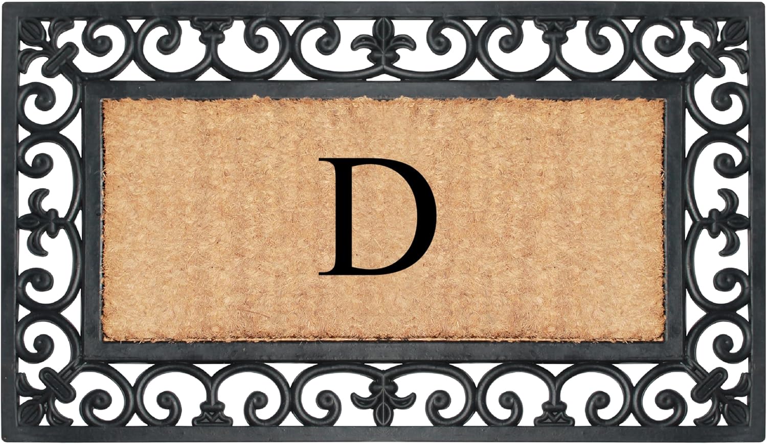 A1HC Natural Rubber & Coir 18x30, Monogrammed Doormat For Front Door, Anti-Shed Treated Durable Doormat for Entrance, Heavy Duty, Low Profile, Easy to Clean, Long Lasting Front Porch Entry Doormat
