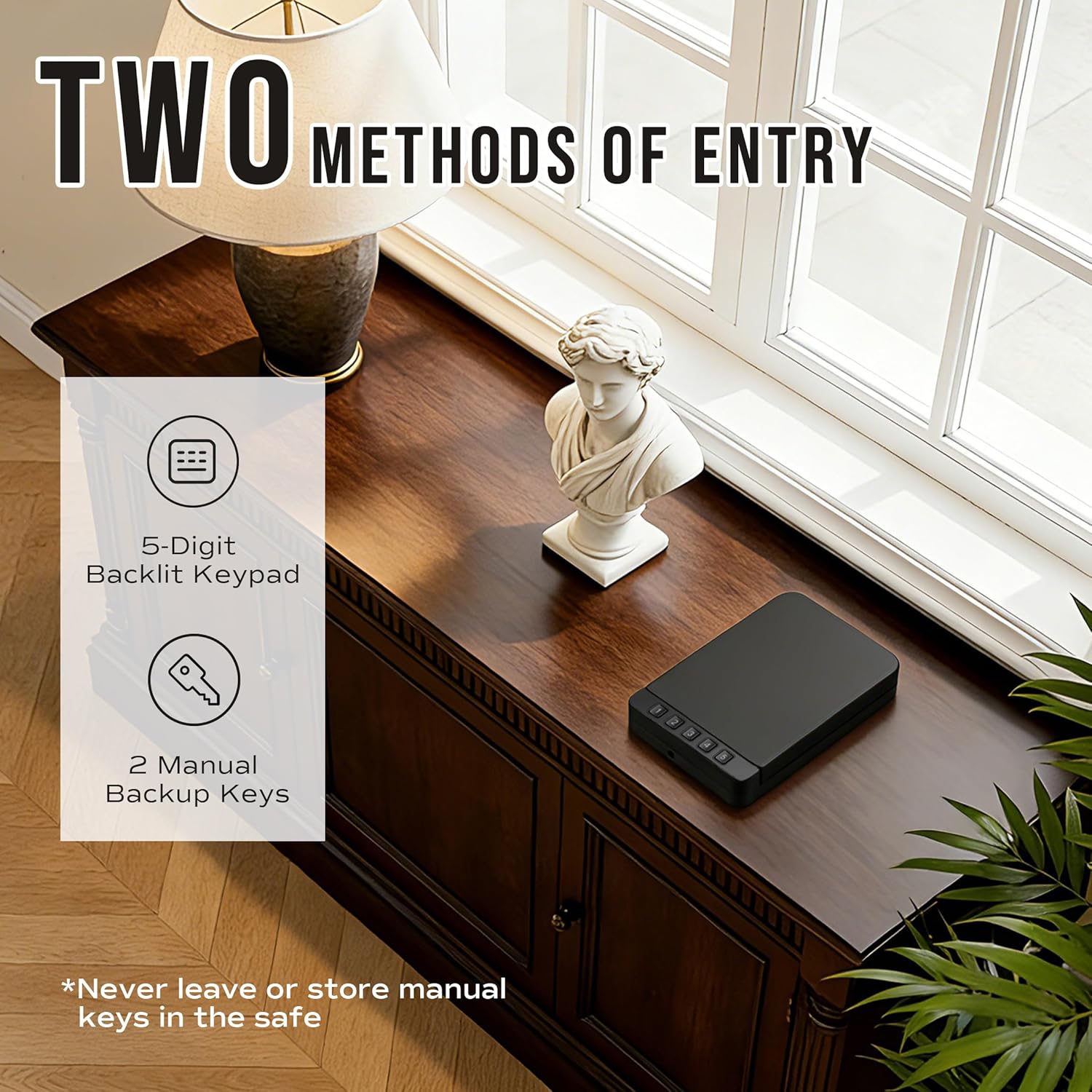 RPNB Gun Safe, Portable Gun Safe for Handgun, Smart Pistol Safes with Backlit Digital Keypad, Handgun Safes Perfect for Nightstand Bedside, Small Gun Case for Car