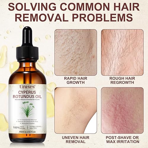 Miniatura 5 de Paquete de 3 aceites Cyperus Rotundus, aceite natural Cyperus Rotundus para depilación, reduce el crecimiento no deseado del cabello, hidrata y