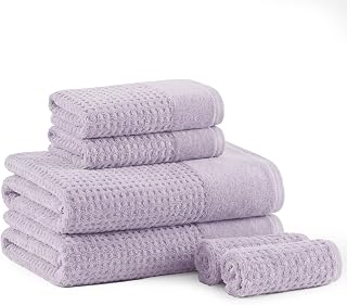Madison Park Spa Waffle 100% Cotton Bath Towel Set, 600 GSM, 6 PC, Lilac