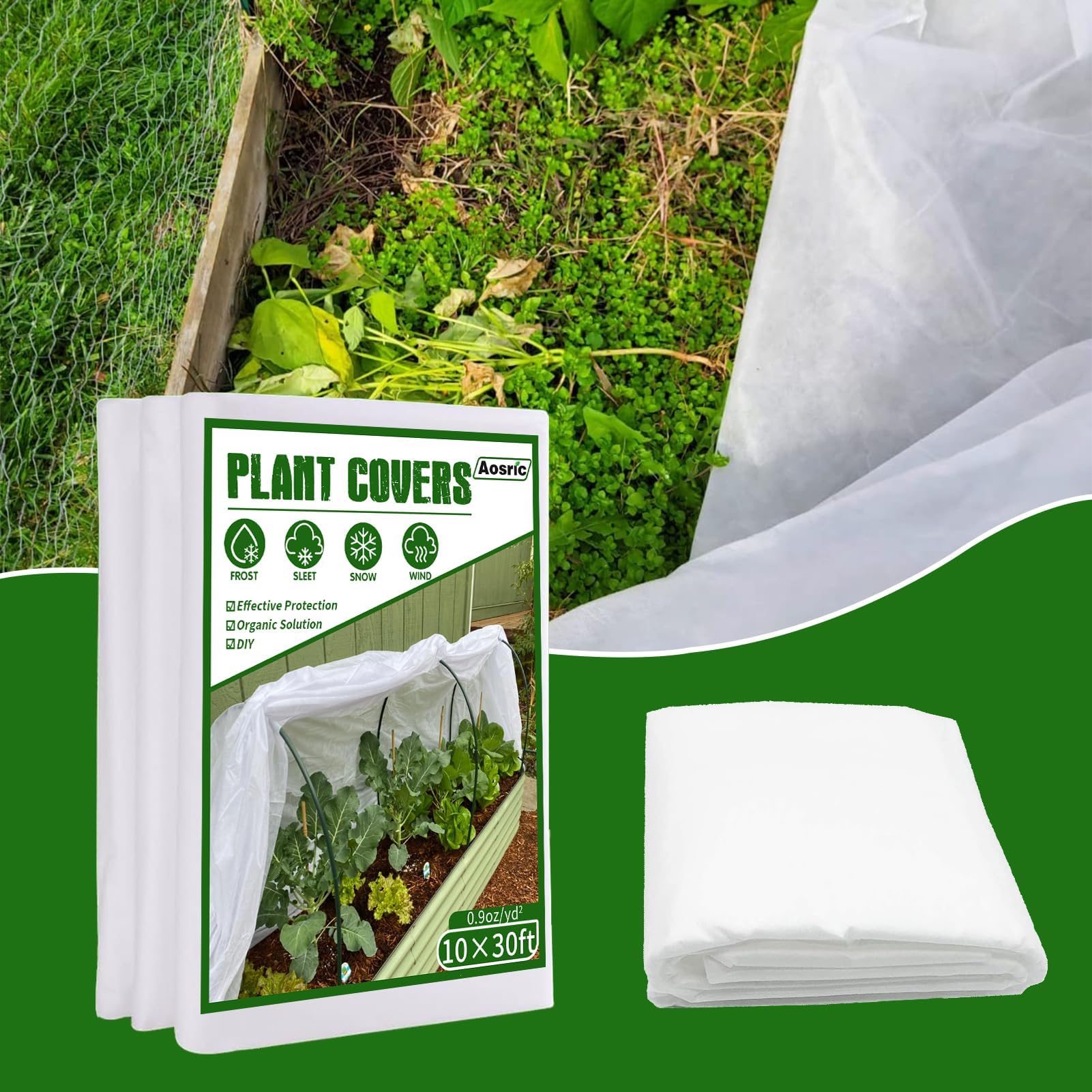 WOSCMI Plant Covers Freeze Protection 10ft x 30 ft Row