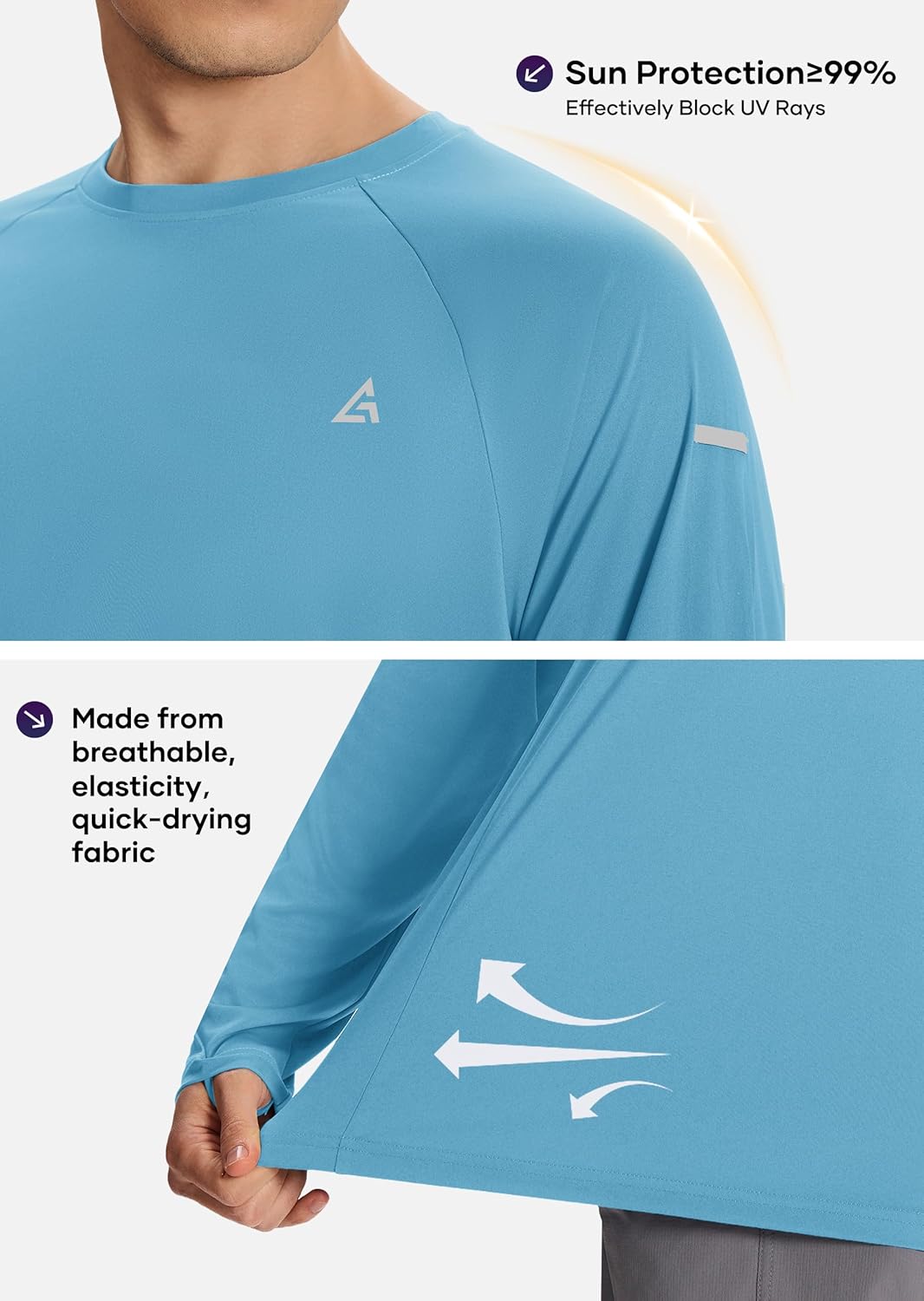 Men’s Sun Protection Shirts UPF 50+ Long Sleeve UV Shirt Rash Guard for Men Quick Dry Swim Fishing Beach Athletic - Image 5