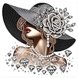 Special Shape Diamond Art Kits for Adults, 5D Diamond Painting with Rhinestones Lady in Black Hat, DIY Crystal Gem Art for Home Wall Decor Gift 11.8 x 11.8 Inch