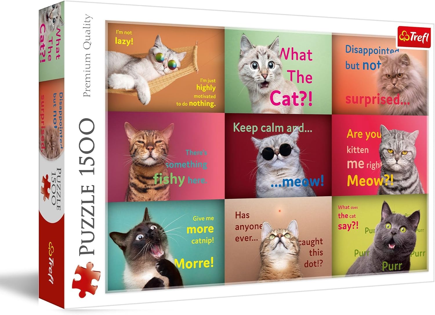 Trefl Funny Cats Faces 1500 Piece Jigsaw Puzzle Red 33"x23" Print, DIY Puzzle, Creative Fun, Classic Jigsaw for Adults and Children from 14 Years Old