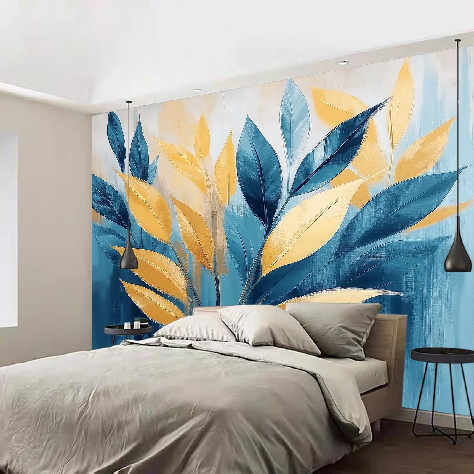 Tapeta ścienna, abstrakcyjny obraz, liście roślin, tapeta ścienna, liście roślin, tapeta ścienna, 400 x 280 cm (szer. x wys.), dekoracja ścienna, tapeta ścienna, dekoracja ścienna, tapeta ścienna