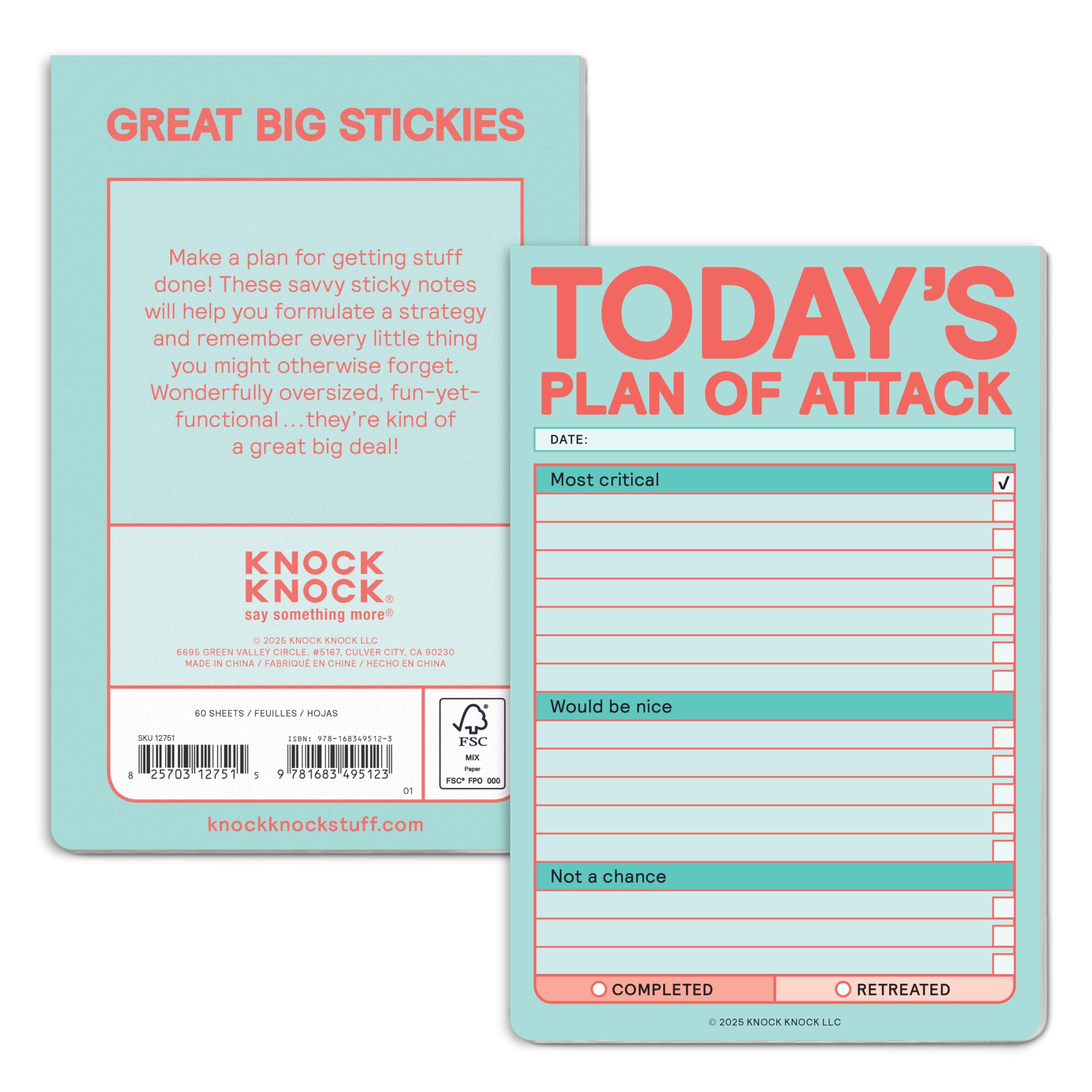 Snapklik.com : 1-Count Knock Knock Todays Plan Of Attack Sticky Note ...