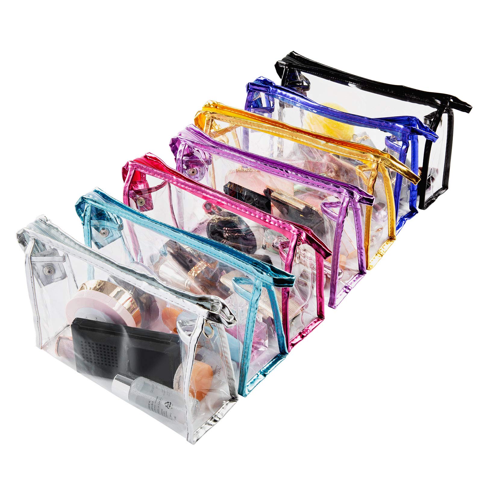 Comius Sharp Bolsas de Aseo Transparente, Comius Sharp 7 Piezas Bolsa de Maquillaje para Viajes Bolsa de Cosmética Transparente de PVC Portátil para Vacaciones, Viajes, Baño, Prácticos de Moda (01)