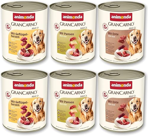 GranCarno Comida húmeda para Perros Deftige Variation (6 x 800 g), sin Cereales ni azúcar, para Perros Adultos