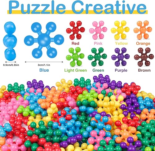 Miniatura 2 de NEOACT 600 piezas de bloques de construcción de juguetes conectables, conjuntos de juguetes educativos de plástico sólido entrelazados para niños