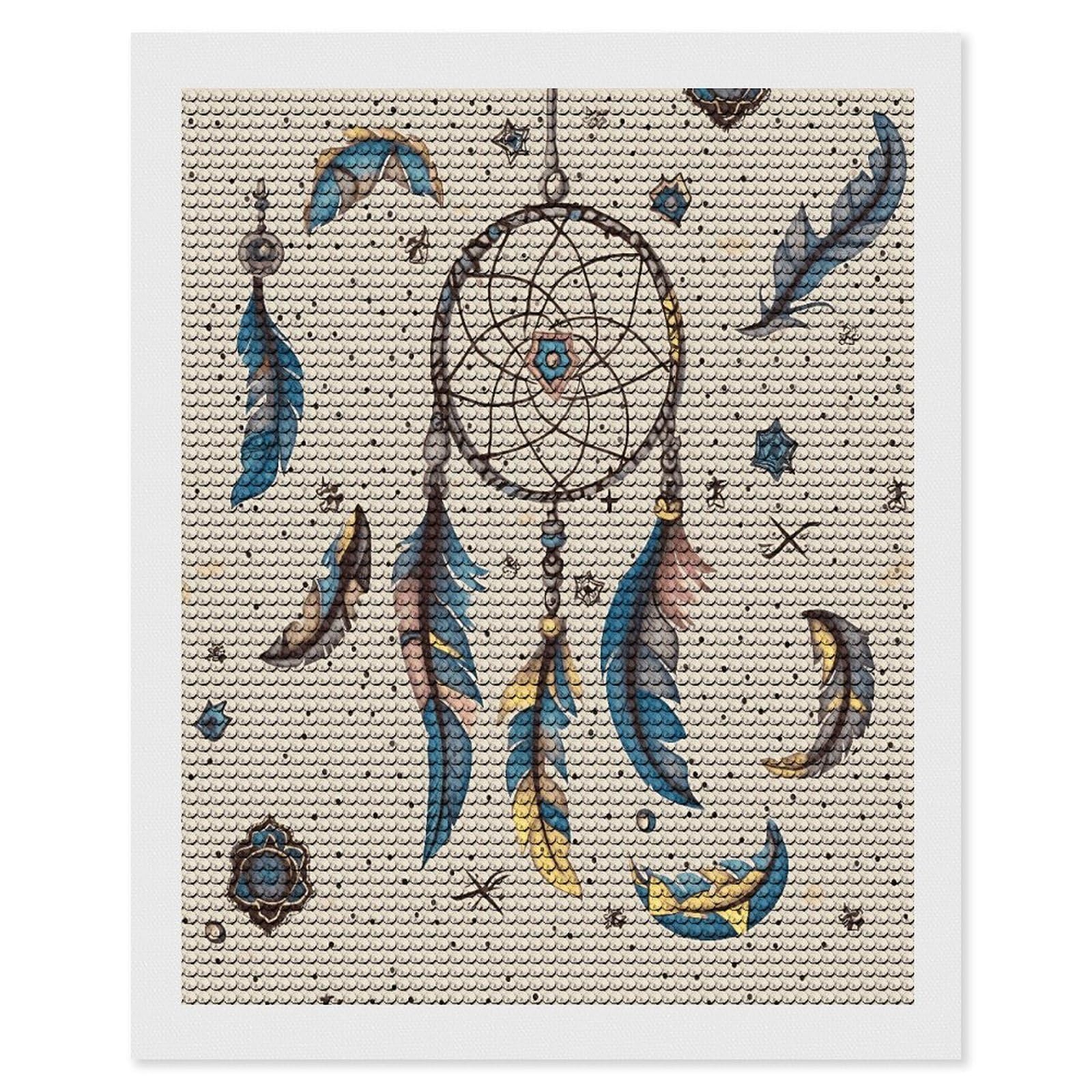 Dream Catcher and Moon Diamond Art Kits for Adult Round Full Drill Diamond Dots Paintings for Beginner Picture Art DIY Diamond Painting Kits 5D Diamond Art Painting for Home Wall Decor 16"x20"