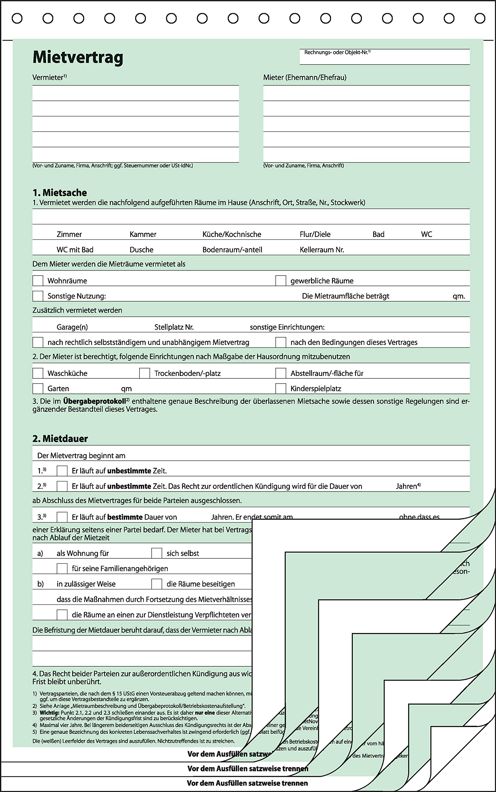 SIGEL MV480/25 Mietverträge mit Hausordnung, selbstdurchschreibend, 4x2 Blatt, DIN A4, 25 Stück