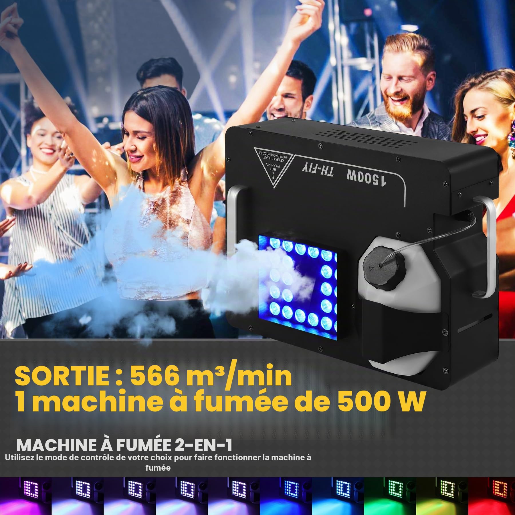 Lot de 2 Machines à Brouillard 1500W avec RGB 24 LED DMX & Télécommande