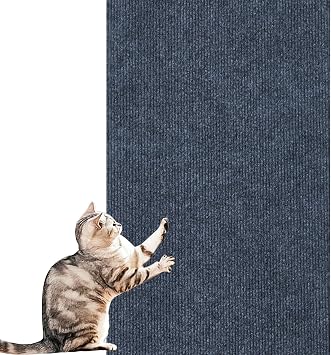 Cat Scratcher Mat Trimmable, Climbing Cat Scratching Board for Wall Post Pad, Self-Adhesive Pets Scratch Carpet Replacement for Cat Tree, Floor Furniture Couch Protector Deep Grey, 78.7"x15.7"