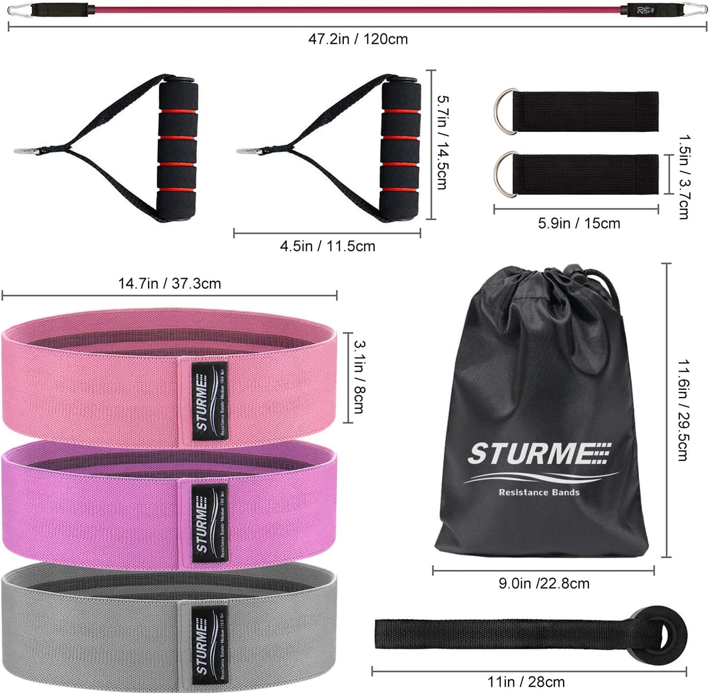 STURME 4 PCS Booty Bands Set, Resistance Bands 3 Levels for Women Men Legs and Butt, 1 Resistance Loop Exercise Bands Thick Hip Band Non-Slip for Home Workout, Squat Glute Hip Training