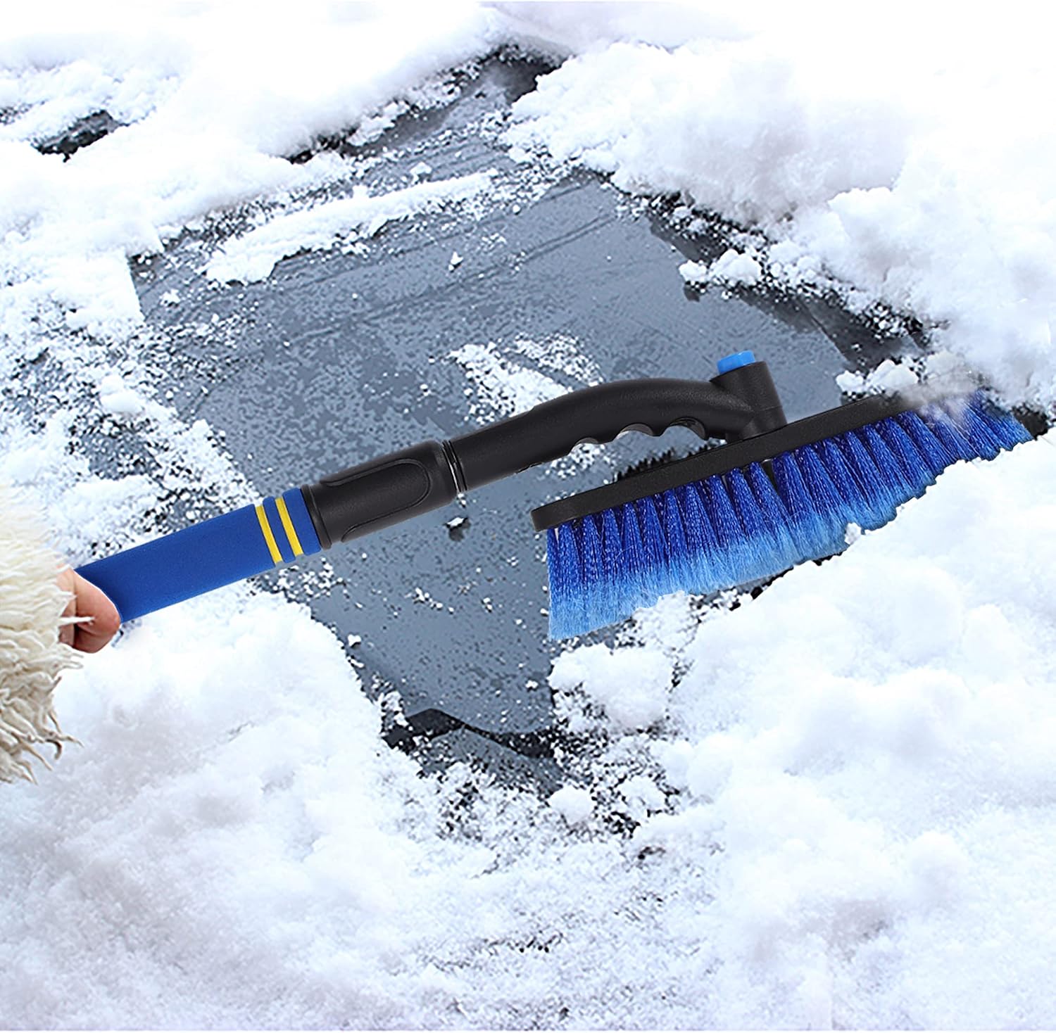 Psylc Snow Brush and Ice Scraper for Car Windshield 2 in 1 Extendable Car Snow Scraper and Brush Car Auto SUV Truck Windshield