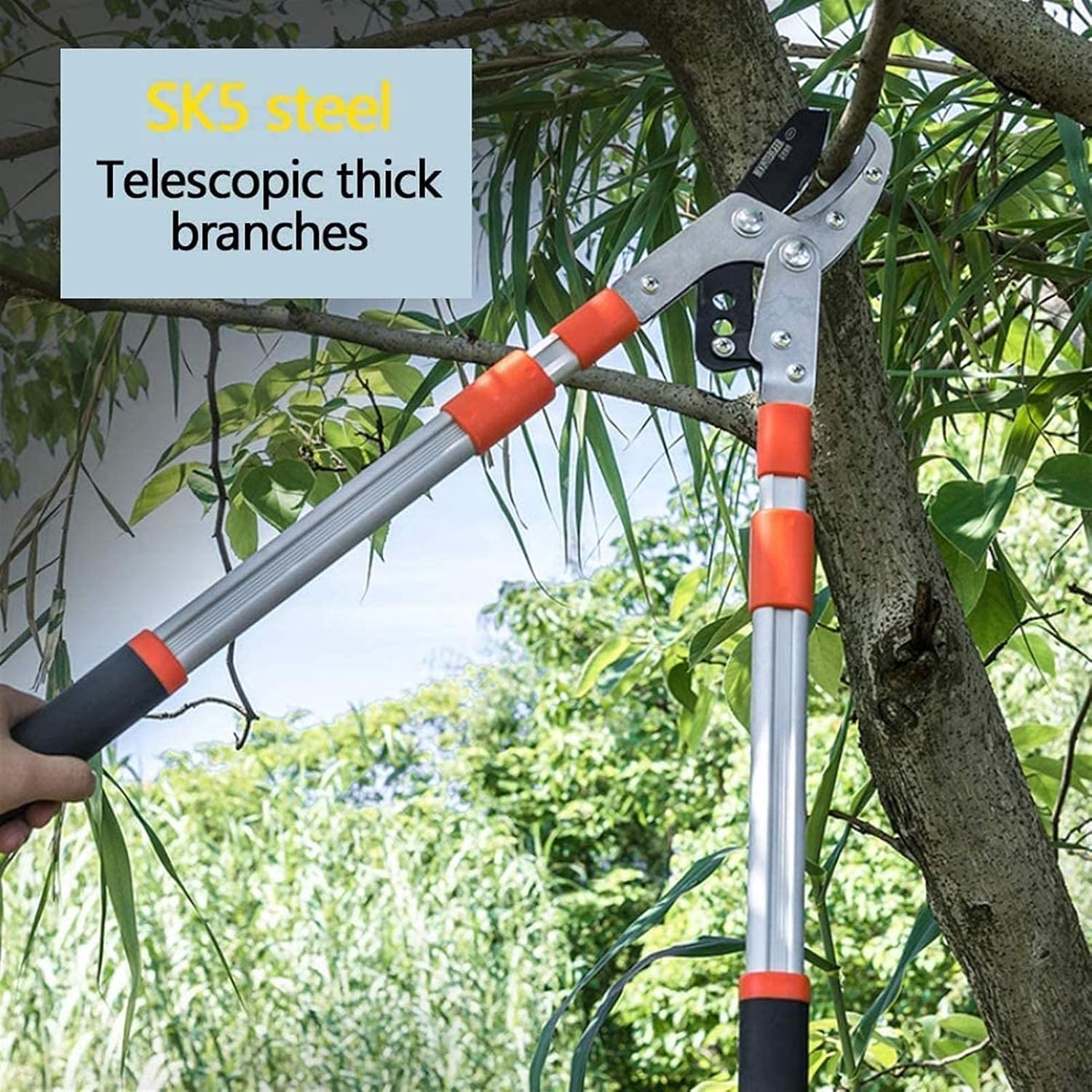 Handheld Extendable Garden Shears Telescopic Anvil Lopper Fruit Tree Pruning Shears Strong Scissors Thick Branches Cut Flowers Lightweight and Labor-Saving Gardening Shears