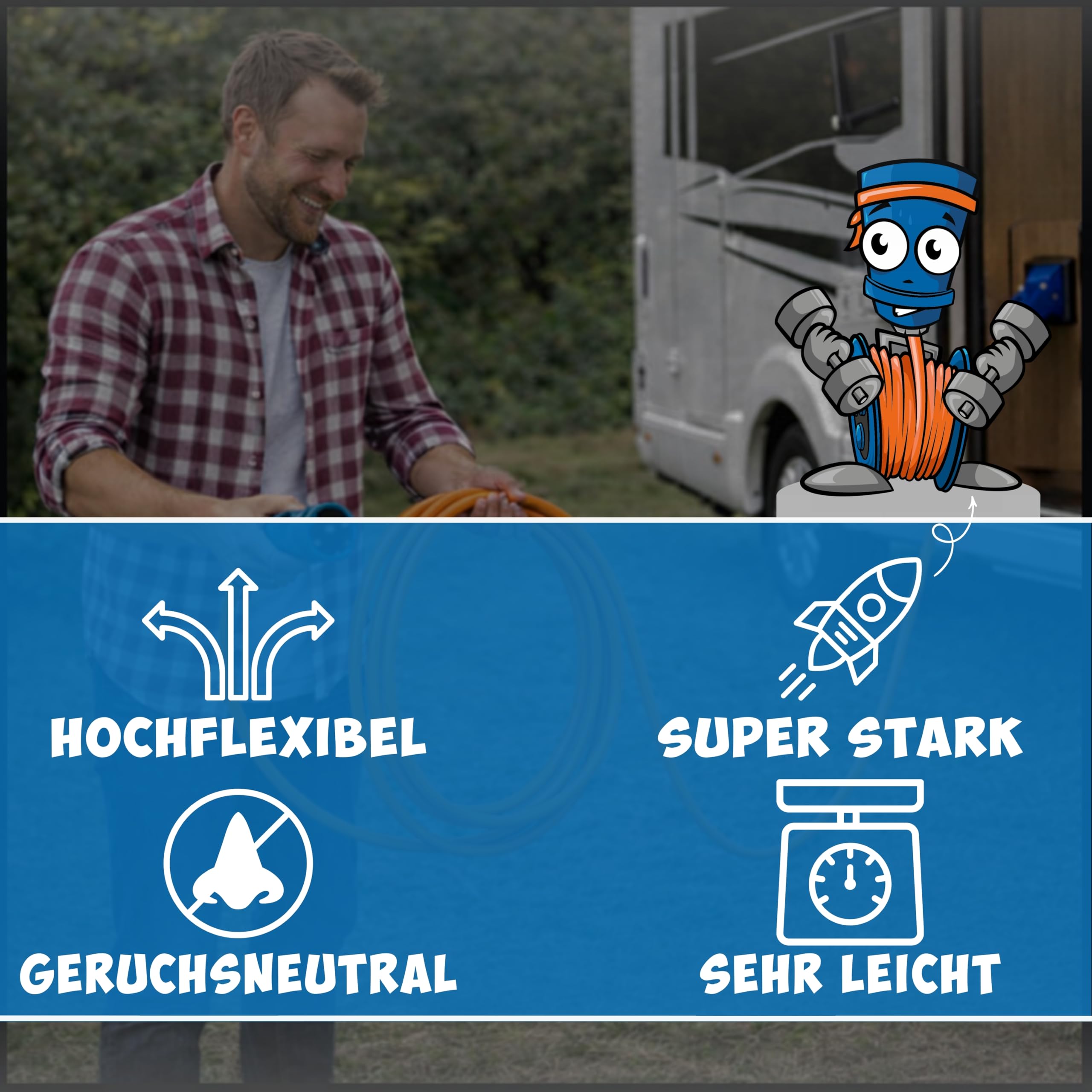 KALLE CEE Verlängerung 2,5mm² Winkel 15 Meter Vollpur-Premium-Leitung Industrie BAU Boot Camping
