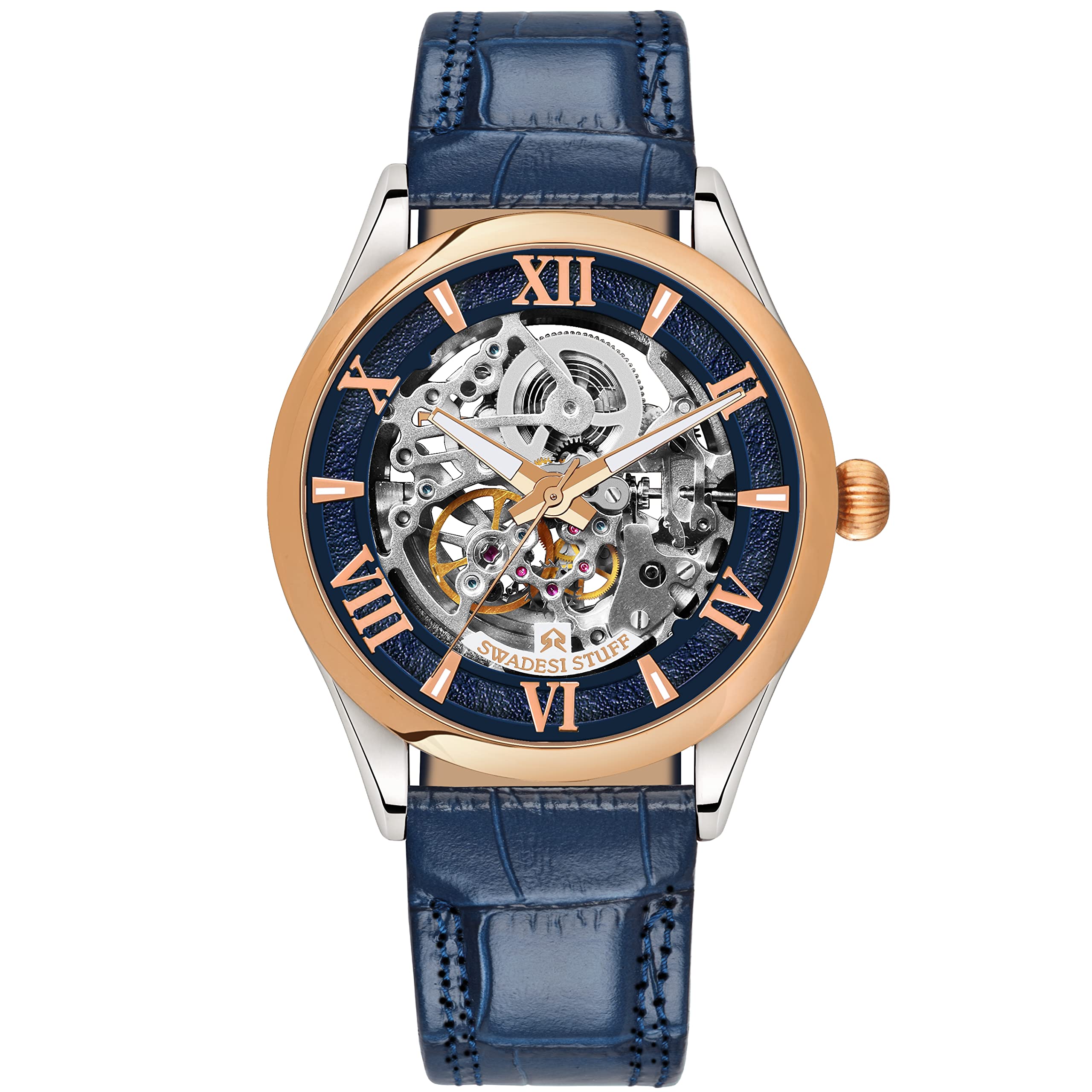 SWADESI STUFFGlitterati Mechanical Skeleton Dial Premium Automatic Watch for Men