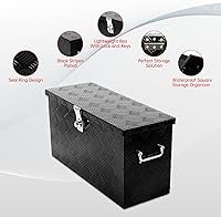 Vista 5 de 24'' Inch Stripes Plated ATV UTV Aluminum Tool Box Truck Bed Toolbox Waterproof Square Storage Organizer with Lock and Keys Black(24" L x 9.5" W x