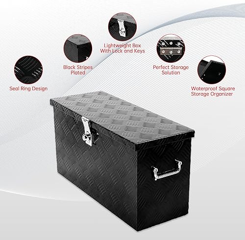 Miniatura 5 de Caja de herramientas de aluminio chapada en rayas de 24 pulgadas, caja de herramientas de aluminio, caja de herramientas cuadrada impermeable con