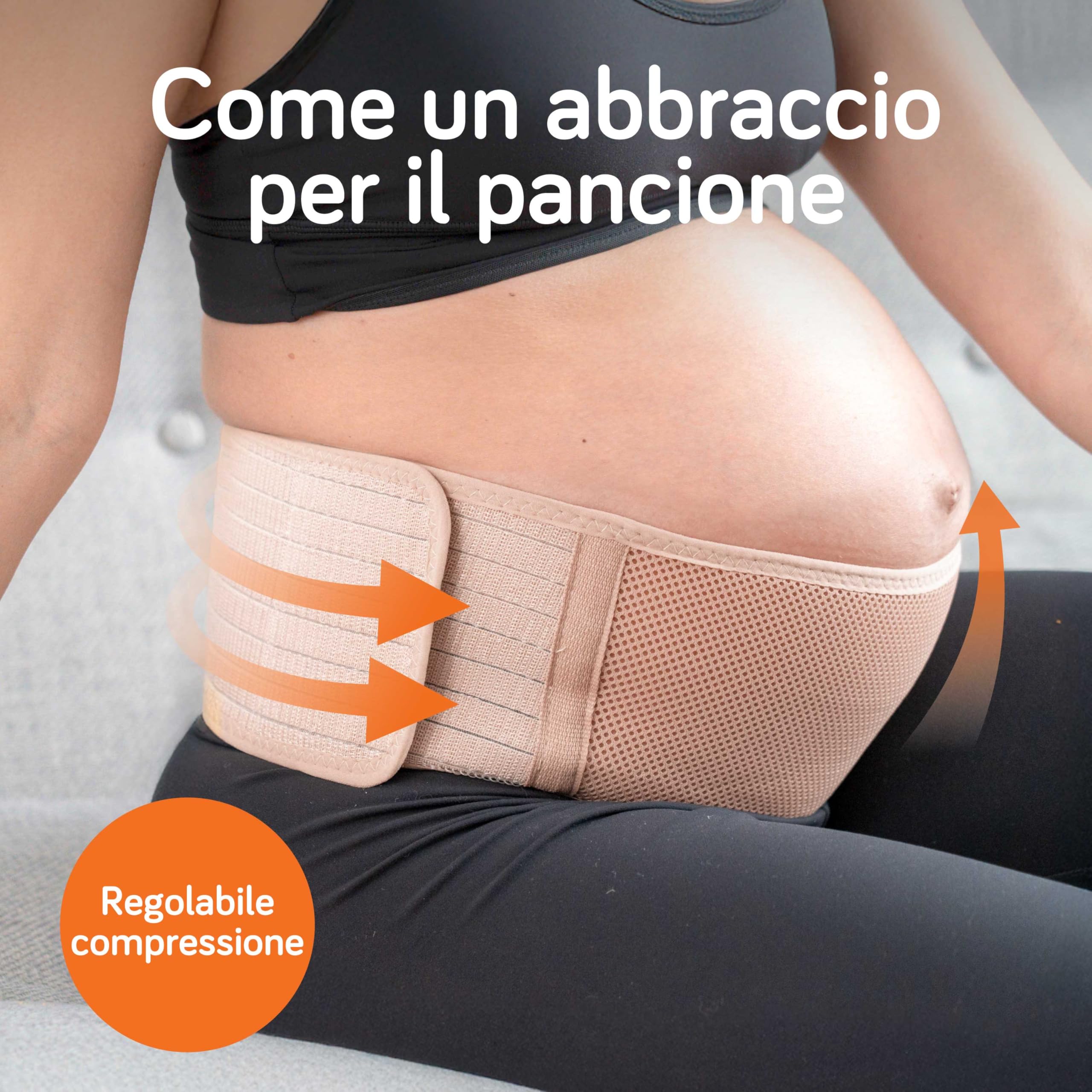 Baby Uma Pancera Gravidanza Fascia Gravidanza Donna, Leggera e Traspirante, Pancera Gravidanza con Chiusura Velcro Regolabile, Supporto Pancia e Schiena Confortevole (M/L)