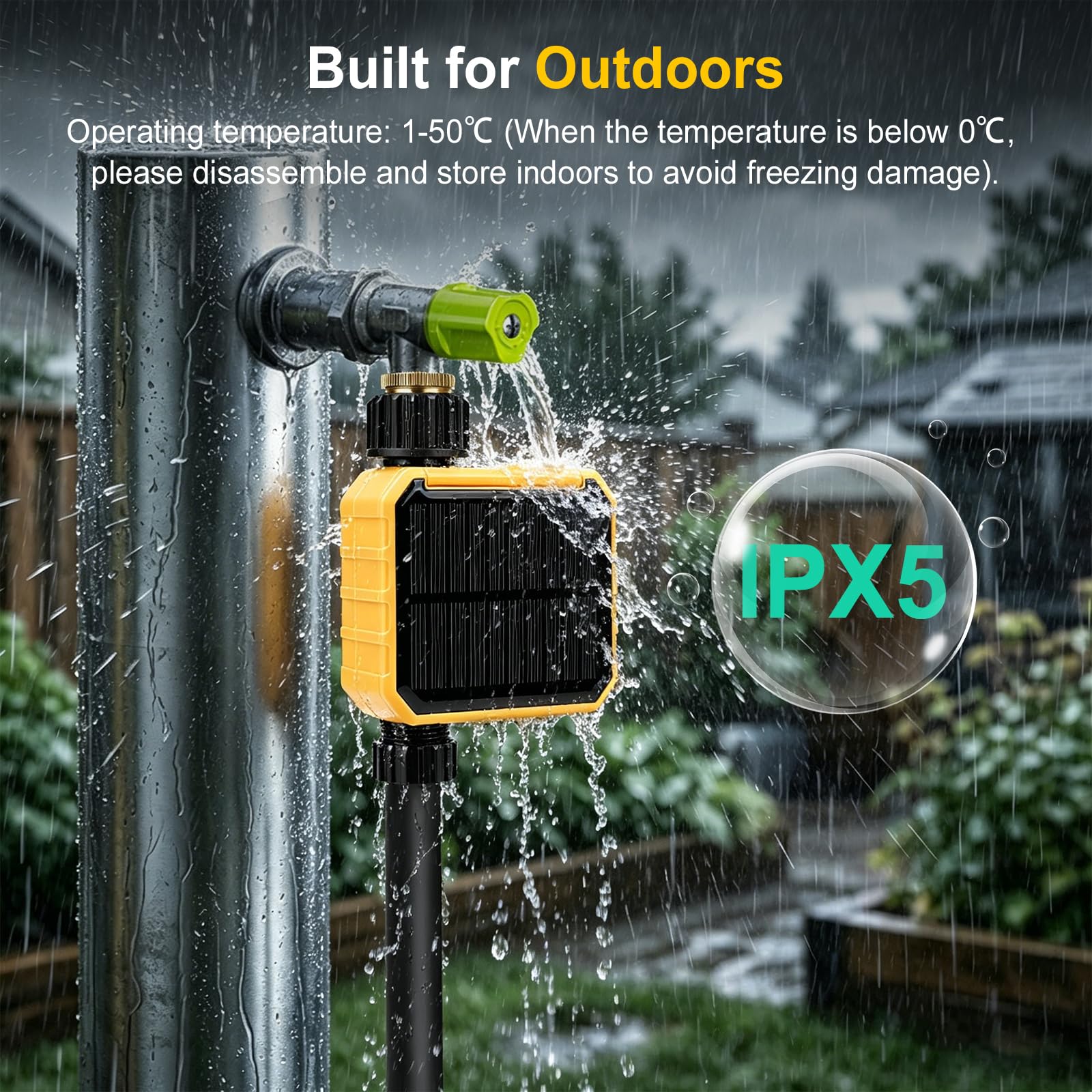Nikou Timer per irrigazione solare WiFi, timer per acqua con telecomando intelligente, controller automatico programmabile per esterni o irrigazione del prato da giardino (1 presa)