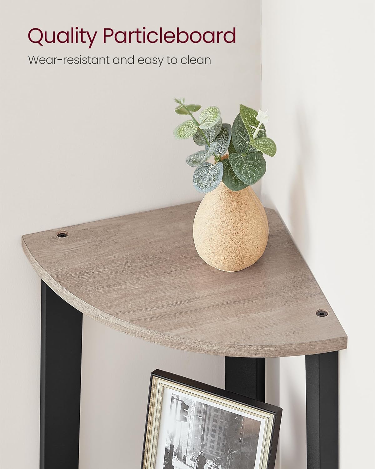 VASAGLE Corner Shelf Stand, 4-Tier Corner Bookshelf, Industrial Ladder Shelf, Plant Stand for Living Room, Office, Kitchen, Heather Greige and Matte Black ULLS034M01 - Image 6