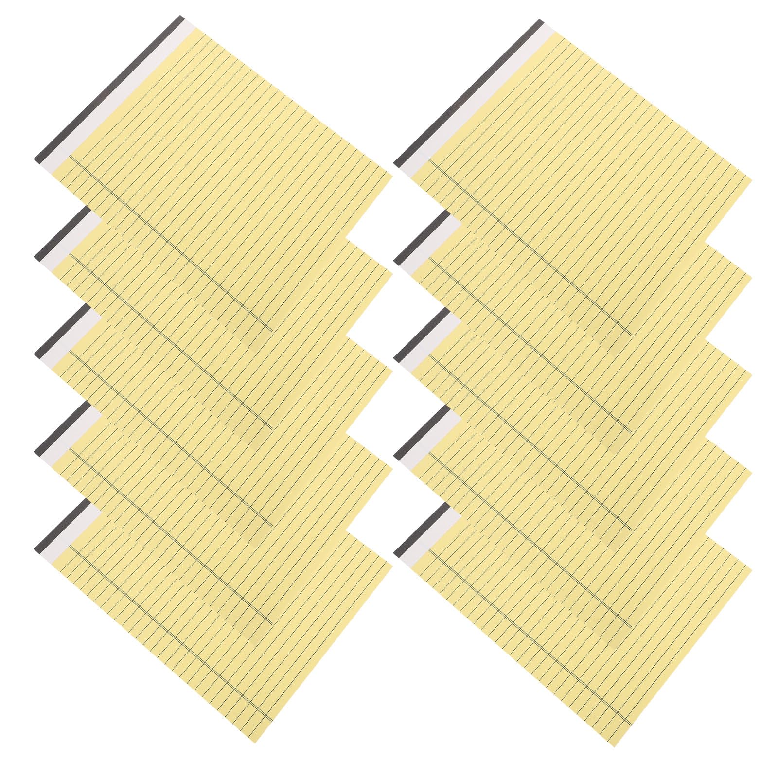 Healeved 10pcs Yellow Legal Pads Wide Ruled Notebook Paper 203x280mm Double-sided Perforated Note Pads for Office School Daily