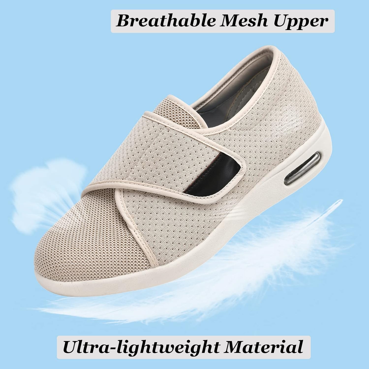 W&LESVAGO Women's Wide Width Diabetic Walking Shoes with Adjustable Closures,Non-Slip Lightweight Sneakers with Classic Air Cushion for Diabetic Edema Plantar Fasciitis