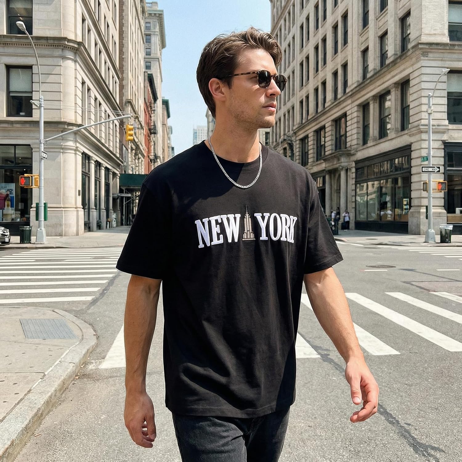 3D Embroidered New York T Shirt Men Women - NYC Empire Skyscraper Icon Unisex Cotton Short Sleeve Summer Streetwear Tee