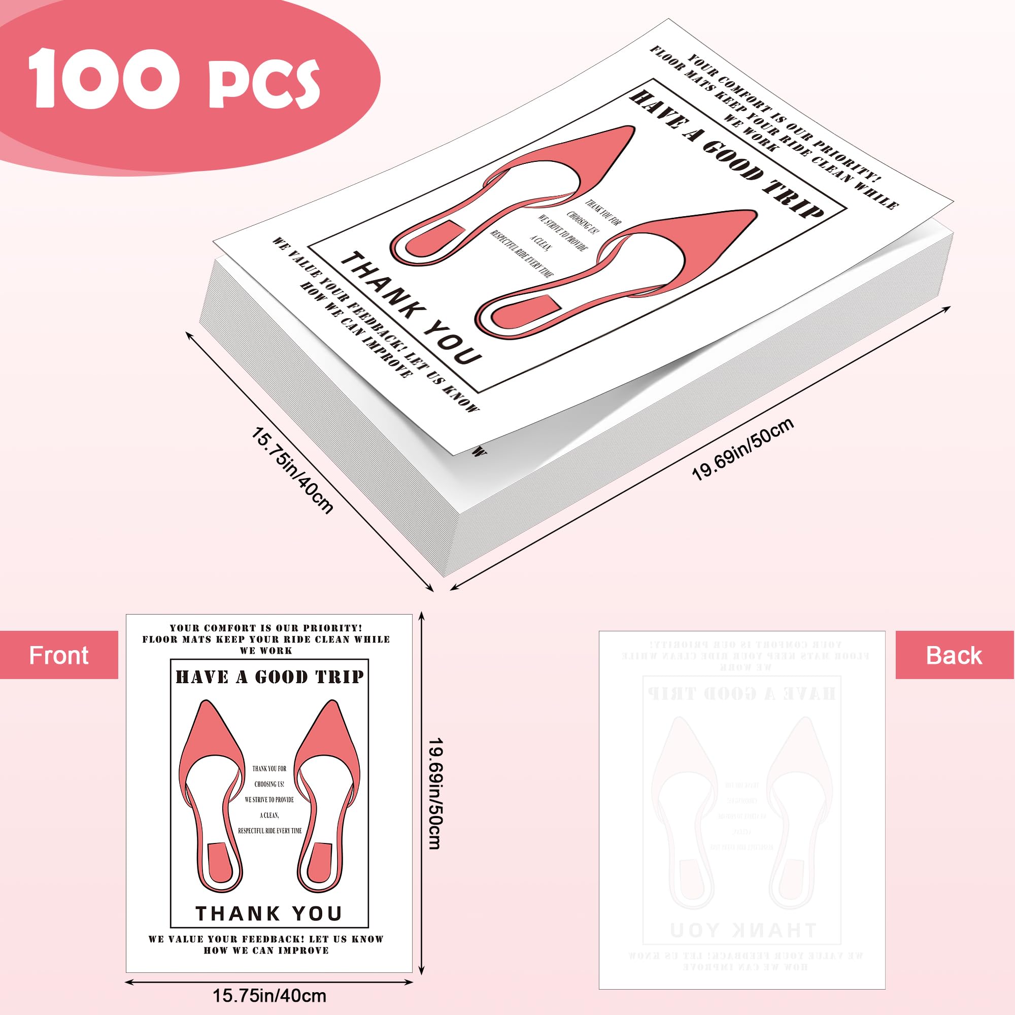 100 PCS Kraft Paper Floor Mats for Car AHIER 20 H x 16 W Disposable Waterproof Vehicle Paper — view 2