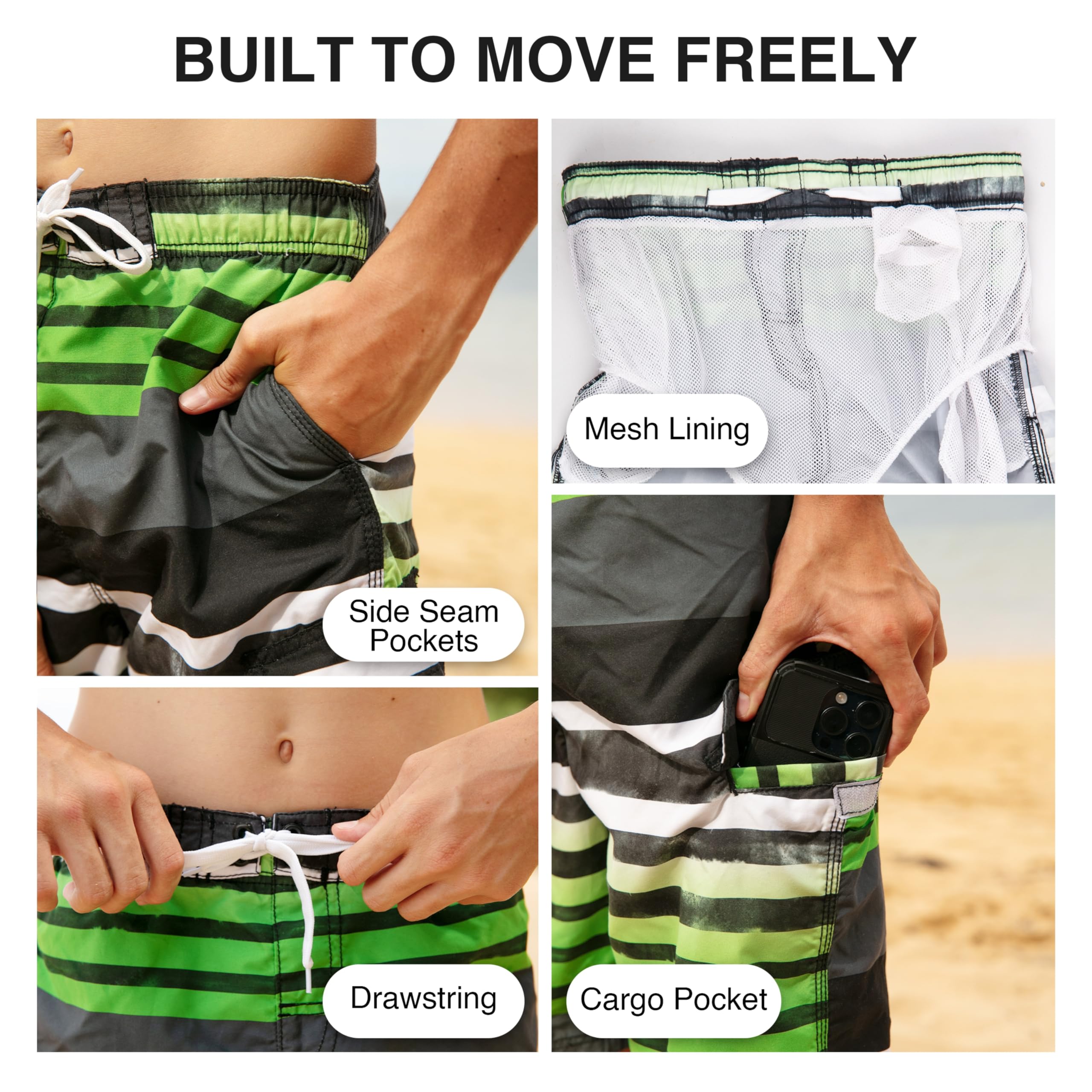 Kanu Surf Reflection Badehose für Jungen, schnelltrocknend, LSF 50+