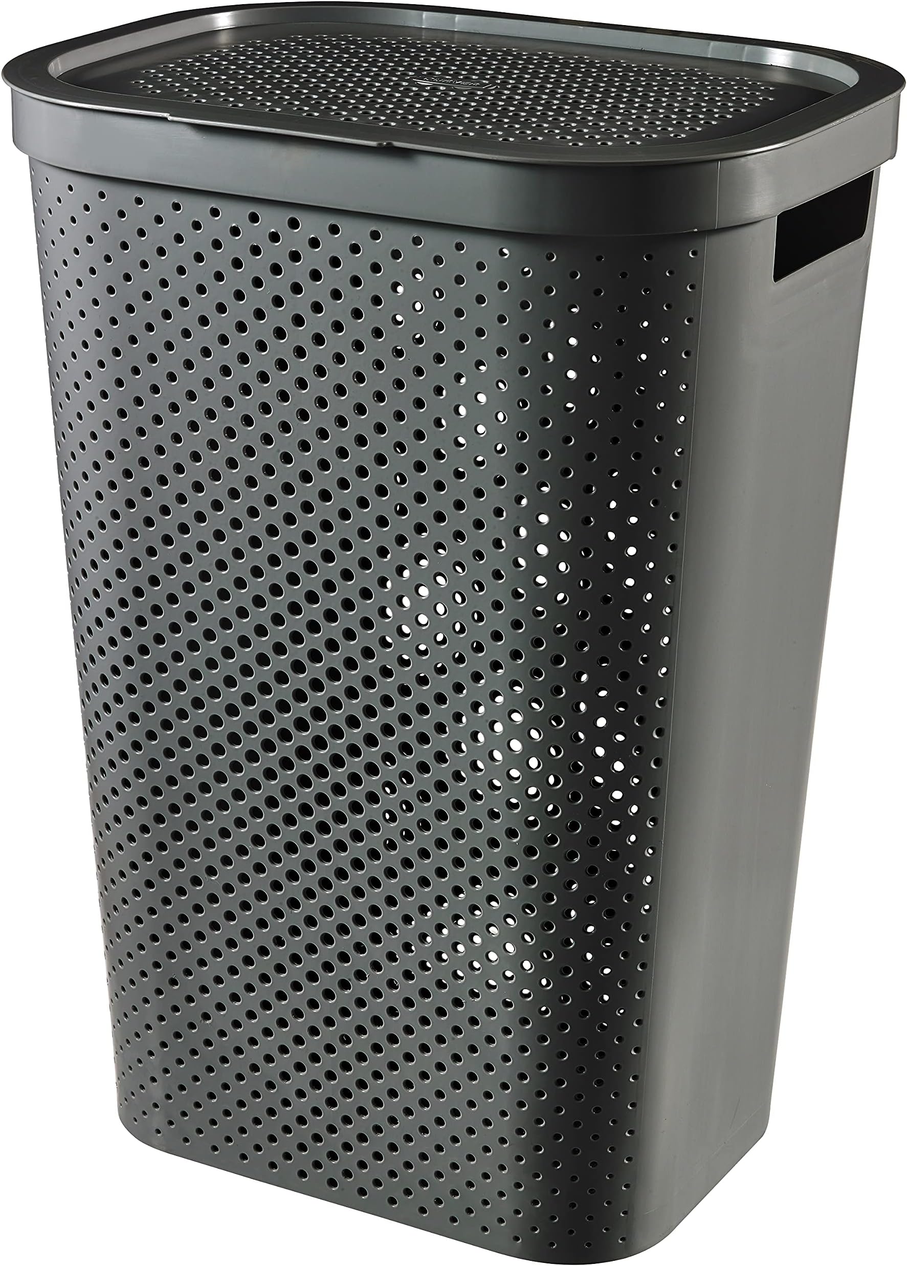 Curver Infinity Dots Recycled 60L Laundry Hamper, Dark Grey