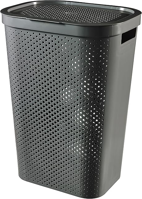 CURVER Laundry Hamper, Dark Grey, 60L