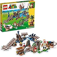 Vista 1 de LEGO Super Mario Diddy Kong's Mine Cart Ride Expansion Set 71425, juguete de construcción coleccionable con figura de Funky Kong construida